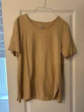 Chico’s Foil Gold Dot Short Sleeve Women's Top size 2